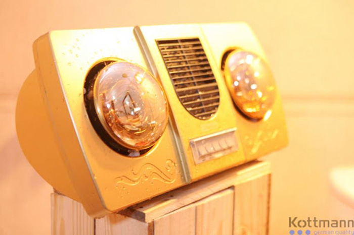 Đèn sưởi nhà tắm 2 bóng thổi gió nóng Kottmann