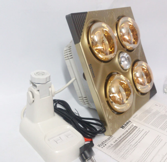 Đèn sưởi nhà tắm 4 bóng treo tường Kottmann vàng